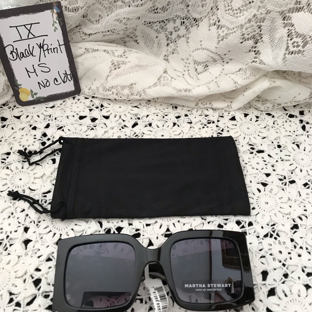 Martha Stewart Oversized Square Black Sunglasses